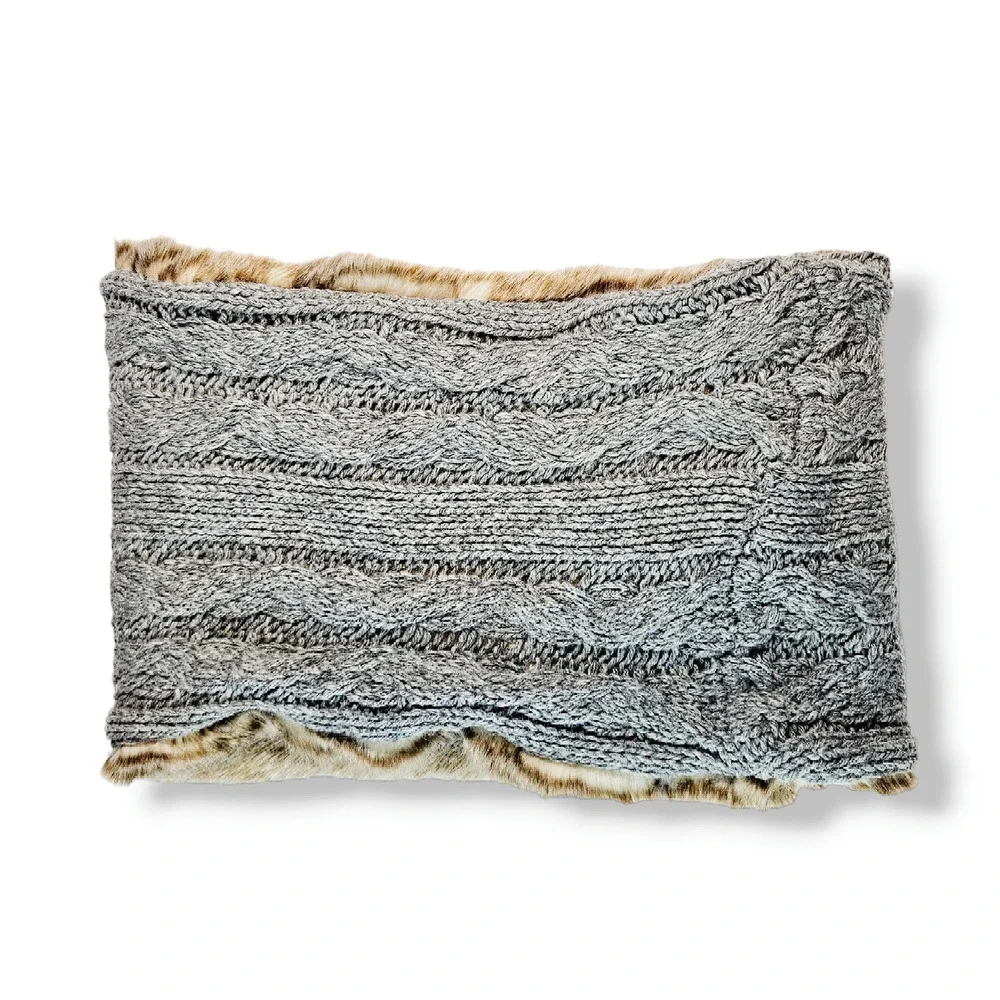 EUC VTG American Eagle Aerie Cable Knit‎ Faux Fur Reversible Infinity Scarf